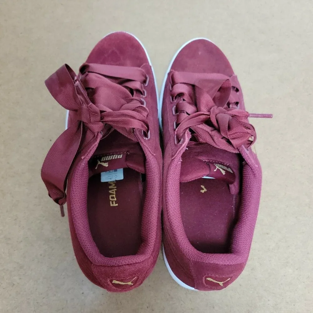 Puma Women's Sneakers Shoes Size 10M Ribbon Laces Soft Foam Insole Maroon